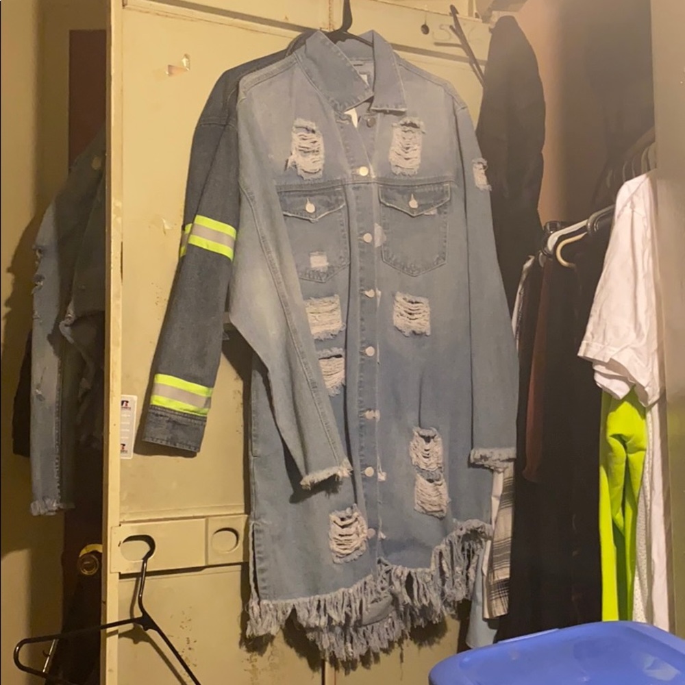 Jean button up dress/ jacket